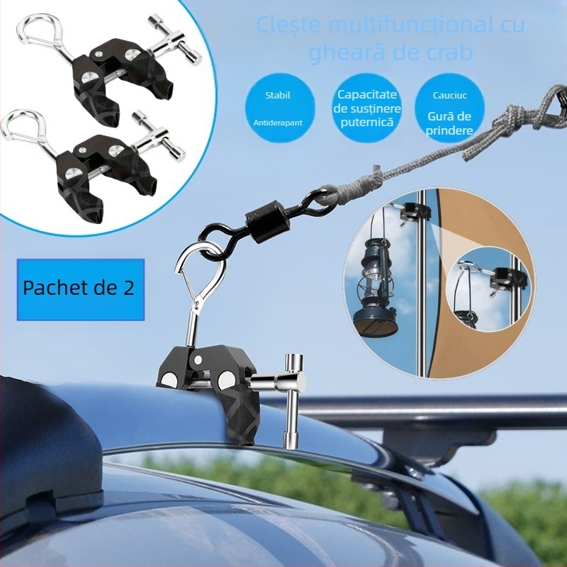 Clip de fixare a cortului pe partea laterală a acoperișului auto, clemă crab din aliaj de aluminiu, pentru prelata/structură de cort cu tijă telescopică — Accesorii pentru corturi și pavilioane | Material: aliaj de aluminiu; Marca: Unbranded; Origine: Chin