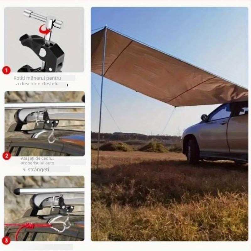Clip de fixare a cortului pe partea laterală a acoperișului auto, clemă crab din aliaj de aluminiu, pentru prelata/structură de cort cu tijă telescopică — Accesorii pentru corturi și pavilioane | Material: aliaj de aluminiu; Marca: Unbranded; Origine: Chin