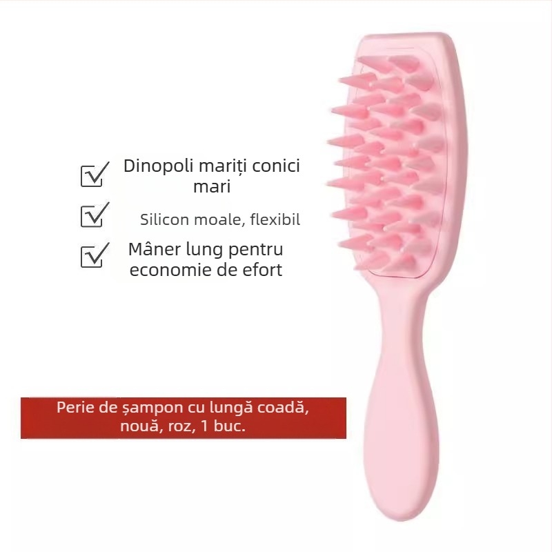 Perie de Șampon cu Mâner Lung – Perie de păr din plastic pentru scalp, finisaj Seiko, stil coreean