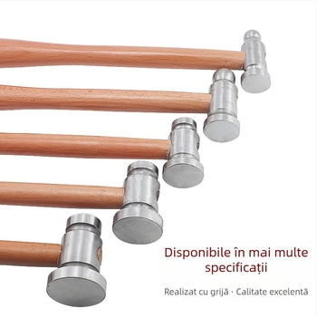 Ciocan cu mâner din lemn, cap rotund, cap plat din fier, unealtă manuală pentru prelucrarea metalelor (aur și argint)