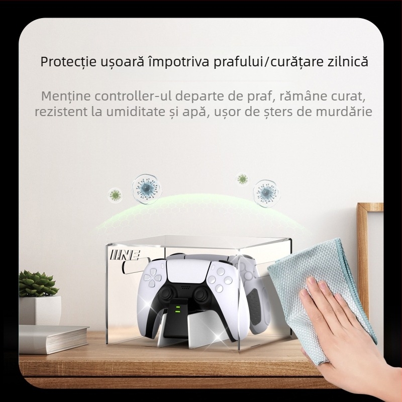 Carcasă praf pentru PS5 controller – husă transparentă din acrilic pentru PS5 controller (Model L1172, Greutate 367 g, Material acrilic)