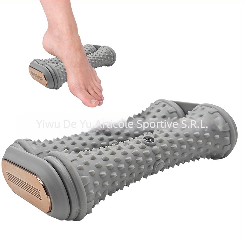 Masajor pentru talpă cu role cu două roți pentru masajul arcului, relaxarea fasciei, relaxarea mușchilor talpali și stimularea punctelor secundare de acupresiune (Material: EVA; Arc dublu; Masaj fascie; Relaxare mușchi talpă; Stimulează puncte de acupresiu