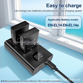 Încărcător baterii pentru cameră – MH-24 Dual pentru Nikon EN-EL14, compatibil cu D5100, D3400, D5300, D5500, D5600; baterie litiu; cablu USB-C inclus