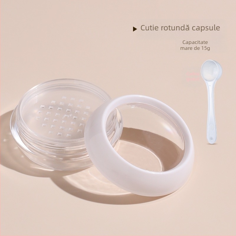 Cutie de ambalare pentru pudră de piper negru, cu un design compact și portabil, construcție etanșă și plasă elastică pentru o capacitate mare.