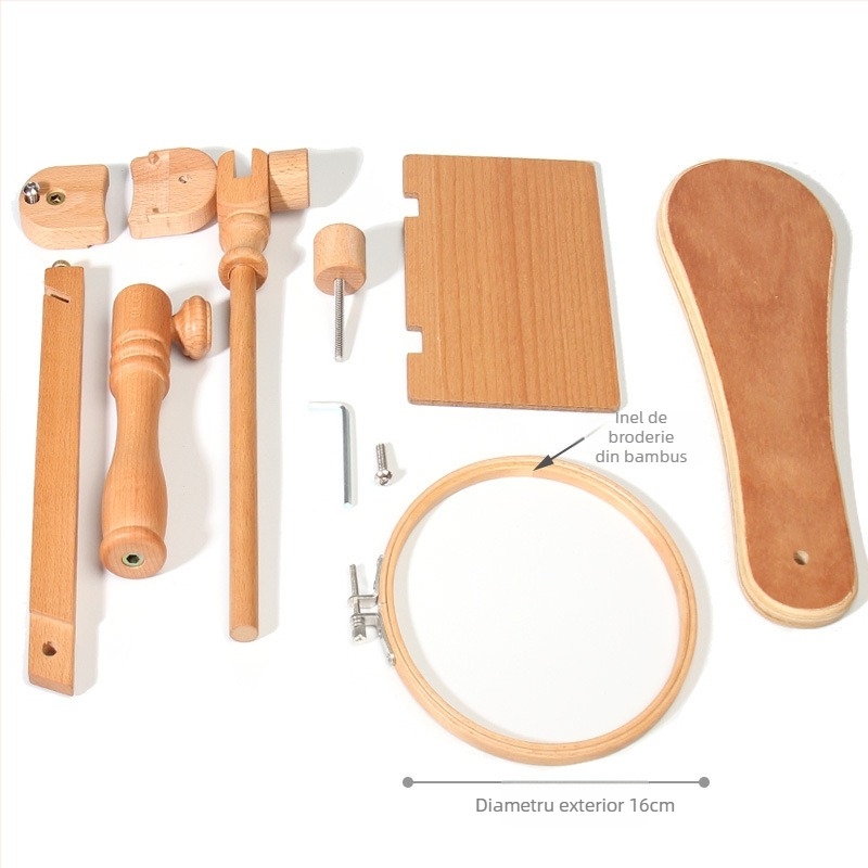 Suport reglabil pentru broderie cross-stitch – de birou, vertical, cadru de broderie rotativ, lemn/bambus, stil simplu modern