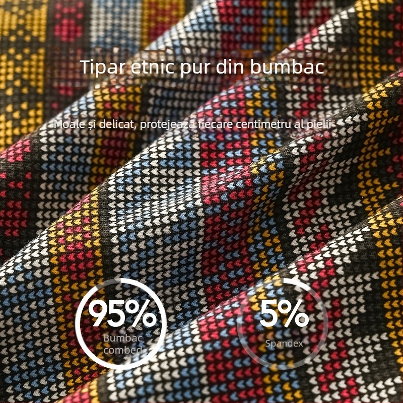 Boxeri pentru bărbați cu imprimeu etnic retro din bumbac, respirabili, antibacterieni, confortabili, talie medie