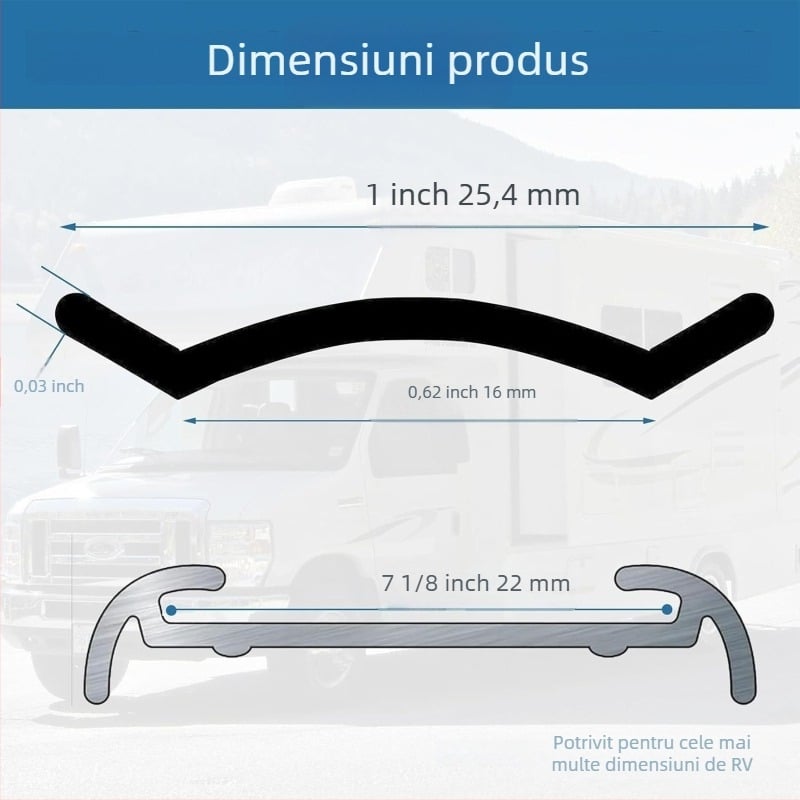 Profil de colț pentru RV cu bandă de etanșare PVC și profil din aliaj de aluminiu – izolare fonică, 10-0116