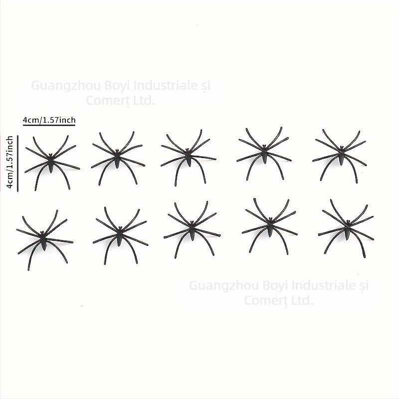 Decorațiune cu pânză de păianjen de Halloween, cu 10 păianjeni false, pânză plastică ultra-elastică, decor de spații