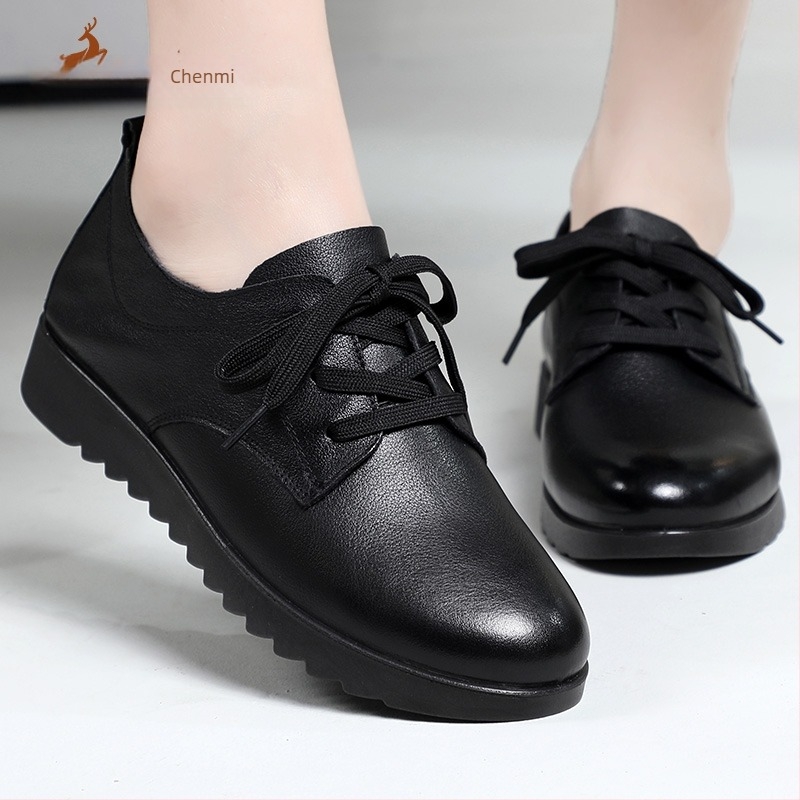 Pantofi femei PU din piele synthetică — vârf rotund, toc gros 6–8 cm, talpă din cauciuc, casual cu șireturi