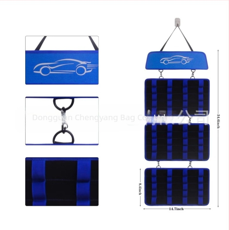 Organizator portabil pentru depozitare jucării auto, model Cy215, țesătură Oxford, capacitate de încărcare 5 kg