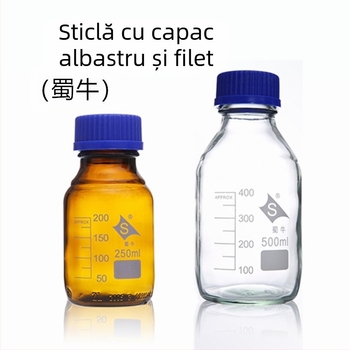Sticluță de reagenti Shuniu cu gât filet, sticlă borosilicat, capac filet