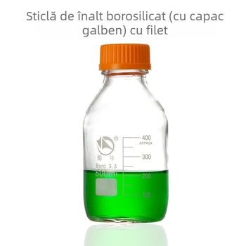 Sticluță de reagenti Shuniu cu gât filet, sticlă borosilicat, capac filet