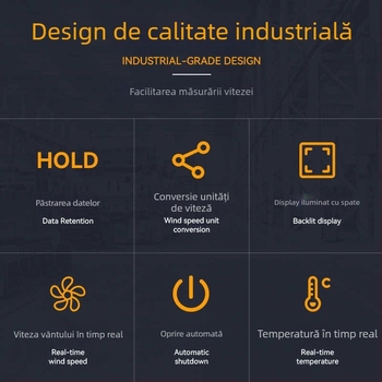 Măsurător digital portabil de viteză a vântului cu palete pentru volumul aerului, model ST9606