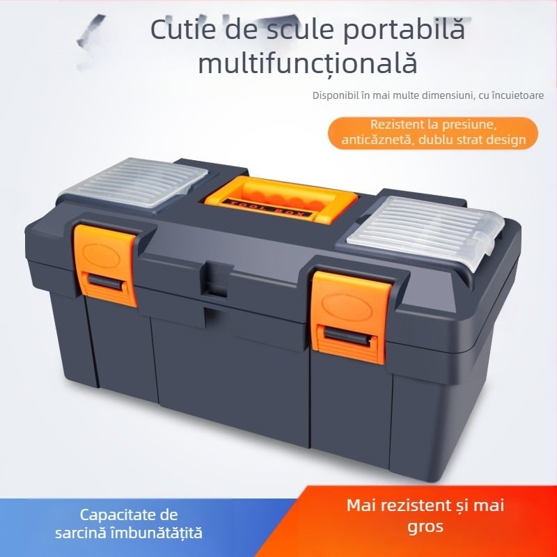 HB cutie de unelte din plastic, tip îngroșat, portabilă pentru uz casnic și întreținere auto, cutie de piese multifuncțională