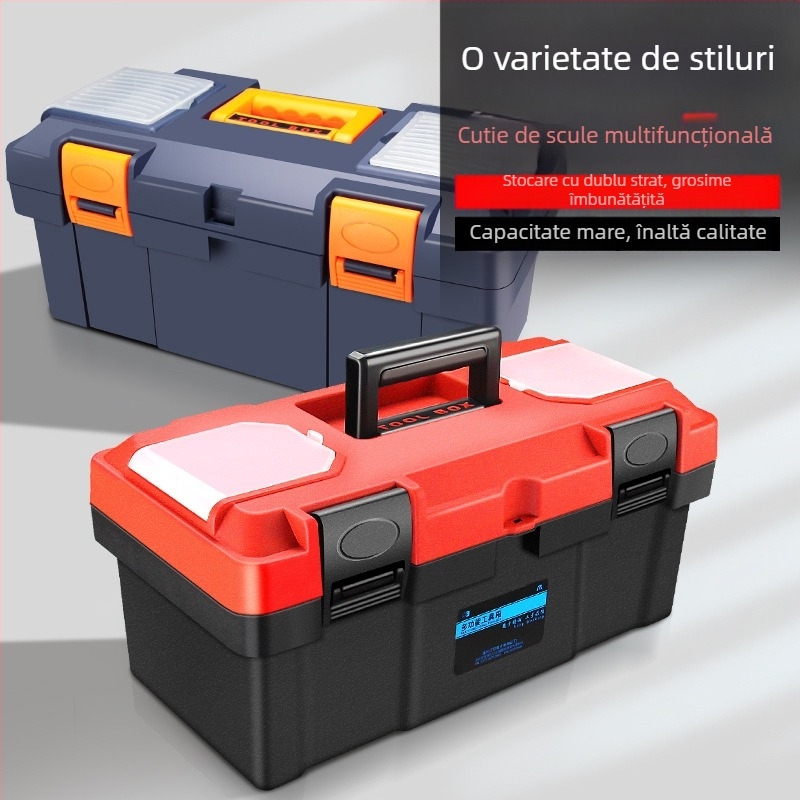 HB cutie de unelte din plastic, tip îngroșat, portabilă pentru uz casnic și întreținere auto, cutie de piese multifuncțională
