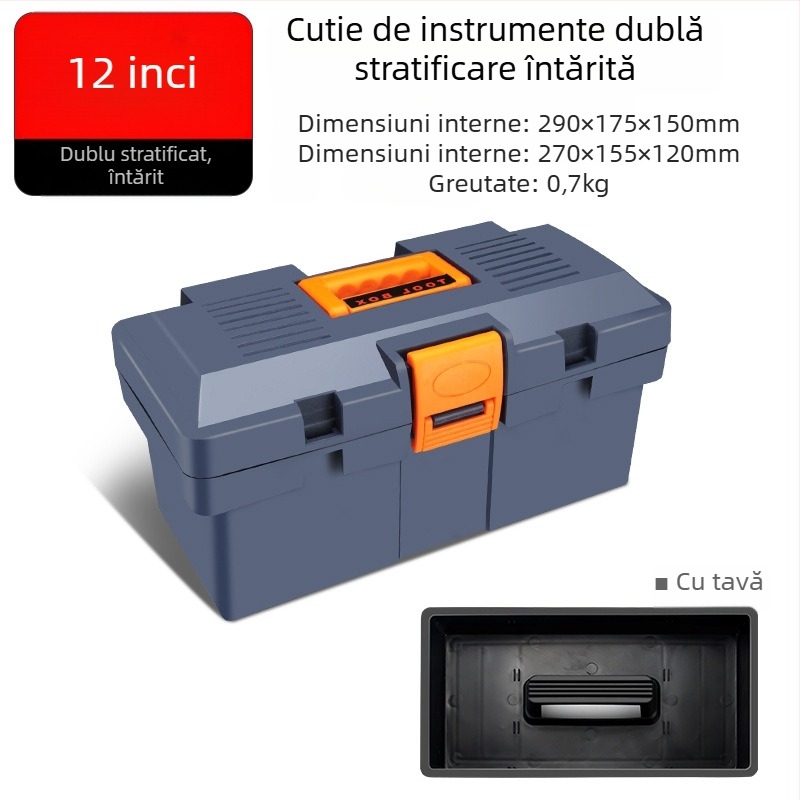 HB cutie de unelte din plastic, tip îngroșat, portabilă pentru uz casnic și întreținere auto, cutie de piese multifuncțională