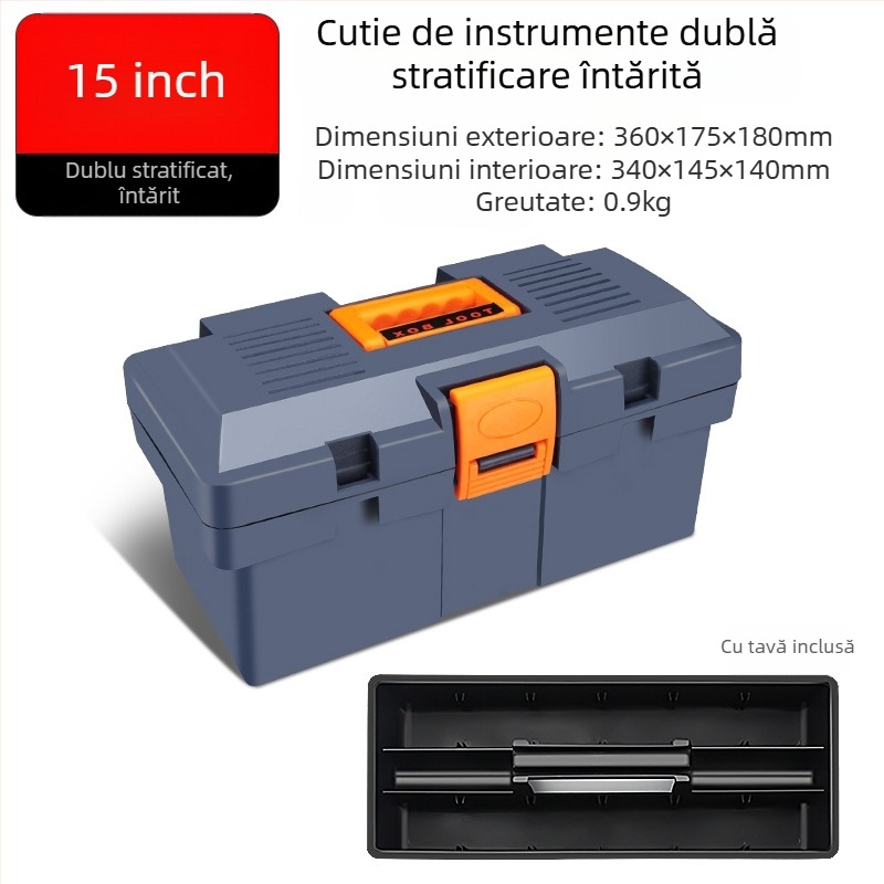 HB cutie de unelte din plastic, tip îngroșat, portabilă pentru uz casnic și întreținere auto, cutie de piese multifuncțională