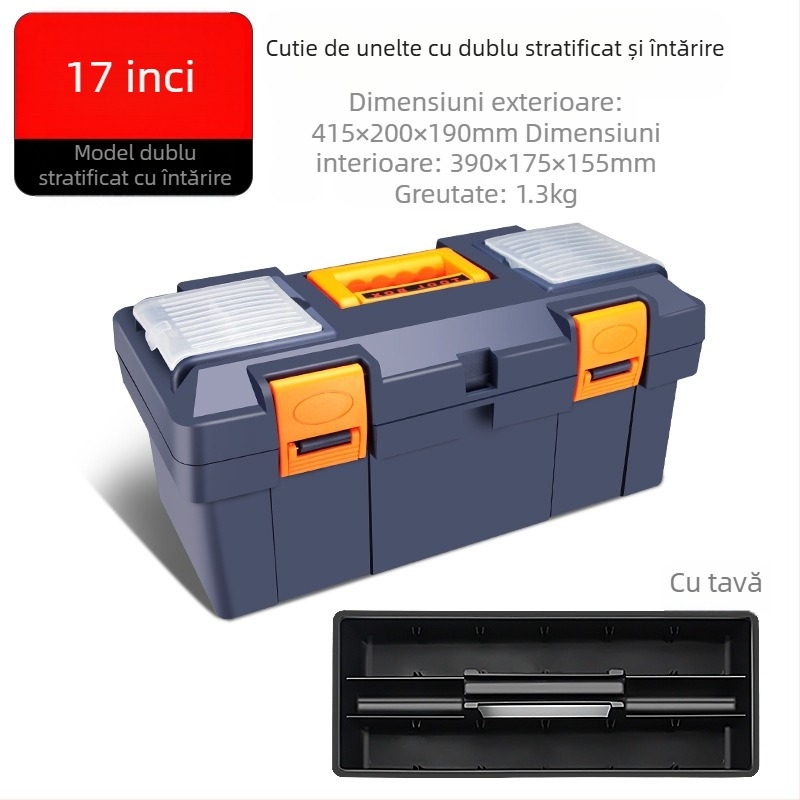 HB cutie de unelte din plastic, tip îngroșat, portabilă pentru uz casnic și întreținere auto, cutie de piese multifuncțională