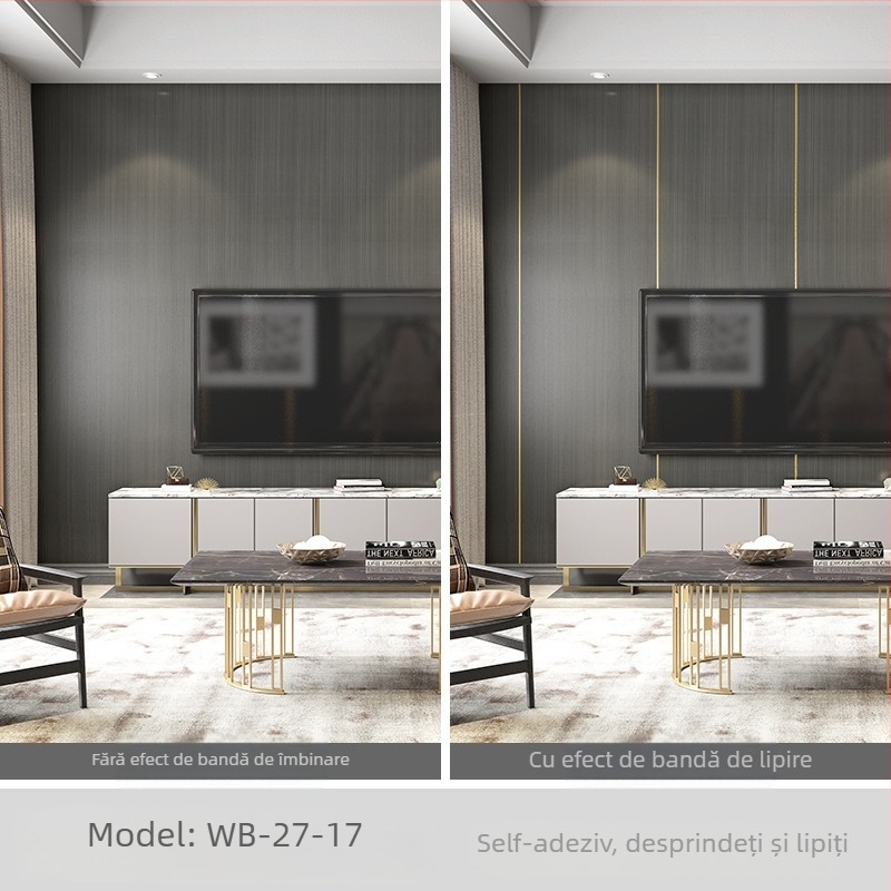 Decal decorativ de perete SXP — imitare lemn, autoadeziv, rezistent la apă, la murdărie, la ulei, mucegai, culoare solidă, 1 folie, stil modern minimalist