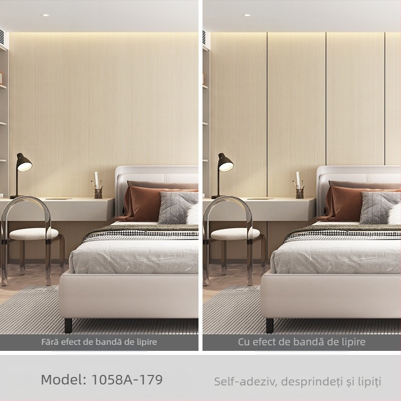 Decal decorativ de perete SXP — imitare lemn, autoadeziv, rezistent la apă, la murdărie, la ulei, mucegai, culoare solidă, 1 folie, stil modern minimalist