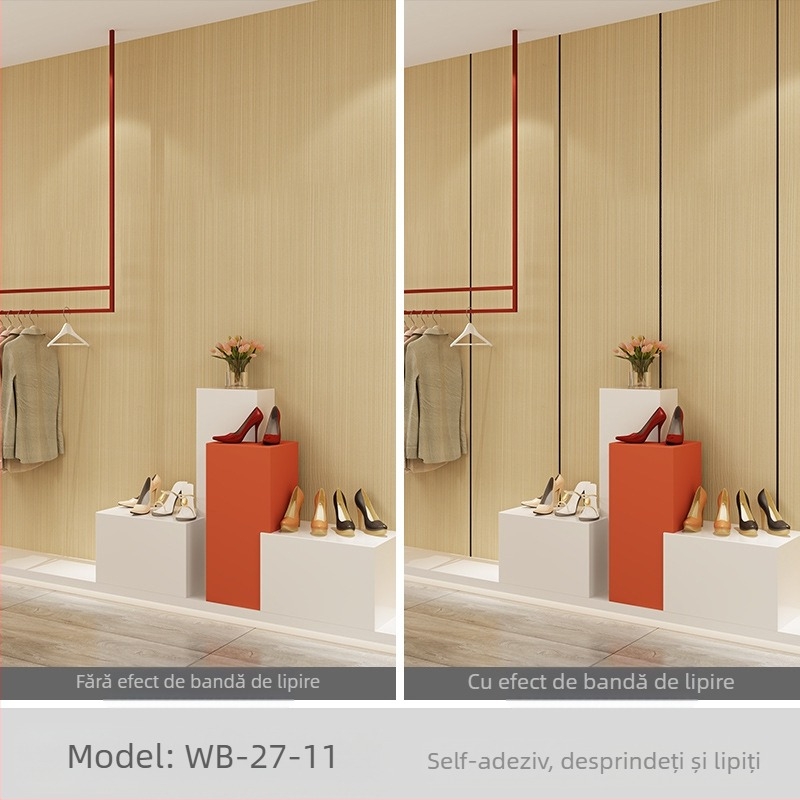 Decal decorativ de perete SXP — imitare lemn, autoadeziv, rezistent la apă, la murdărie, la ulei, mucegai, culoare solidă, 1 folie, stil modern minimalist