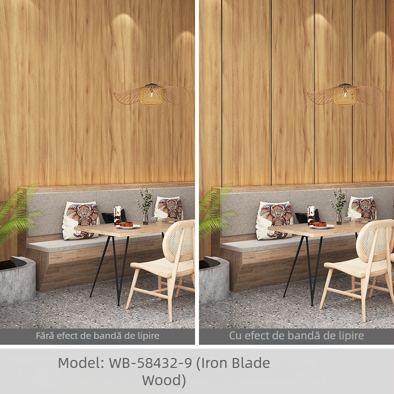 Decal decorativ de perete SXP — imitare lemn, autoadeziv, rezistent la apă, la murdărie, la ulei, mucegai, culoare solidă, 1 folie, stil modern minimalist