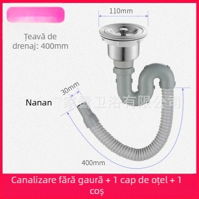 Set conducte scurgeri bucătărie – dublu, model JL0098, formă cu două capete, tip tras, stil modern minimalist