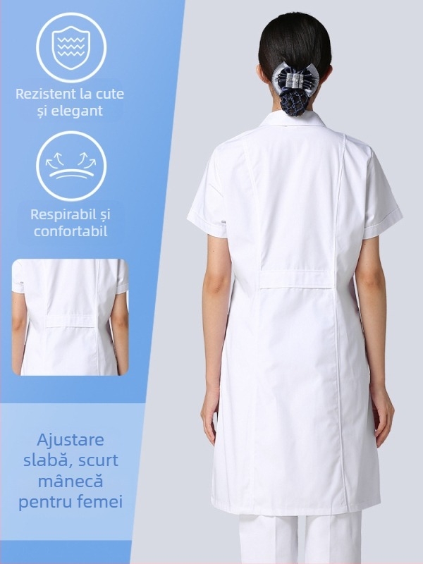 Halat medical pentru bărbați, cu funcție anti-riduri, mâneci lungi, material din amestec de bumbac, căptușeală din poliester, îmbrăcăminte de lucru pentru personal medical