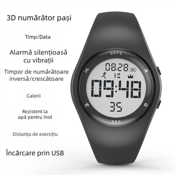 T5A Ceas Digital pentru Copii – Alarmă, Cronograf, Calendar, Ora Mondială, Numărător de Pași, Rezistent la apă 50 m