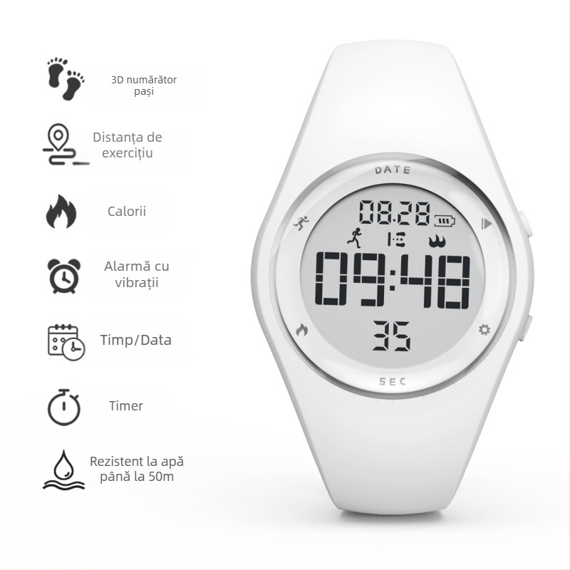 T5A Ceas Digital pentru Copii – Alarmă, Cronograf, Calendar, Ora Mondială, Numărător de Pași, Rezistent la apă 50 m