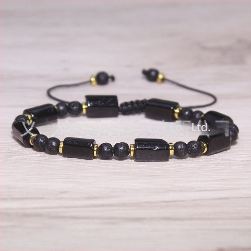 Brățară unisex din agată, țesută pe un singur strat - handmade, design geometric minimalist, TR1130, Yiwu Cold Moon, Jinhua, Vara 2021