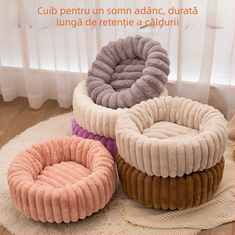 Cuib pentru pisici, cald de iarnă, gros, cu velur de iepure