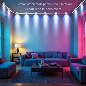 Șir de lumini LED pentru interior SKS-JZ-51, alimentare 5V USB, 10x LED 5050, unghi de fascicul 120°, putere 10W, aplicație Bluetooth + control vocal