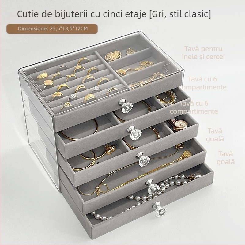 Cutie de depozitare pentru bijuterii cu sertar, multistrat, din plastic, origine Zhejiang