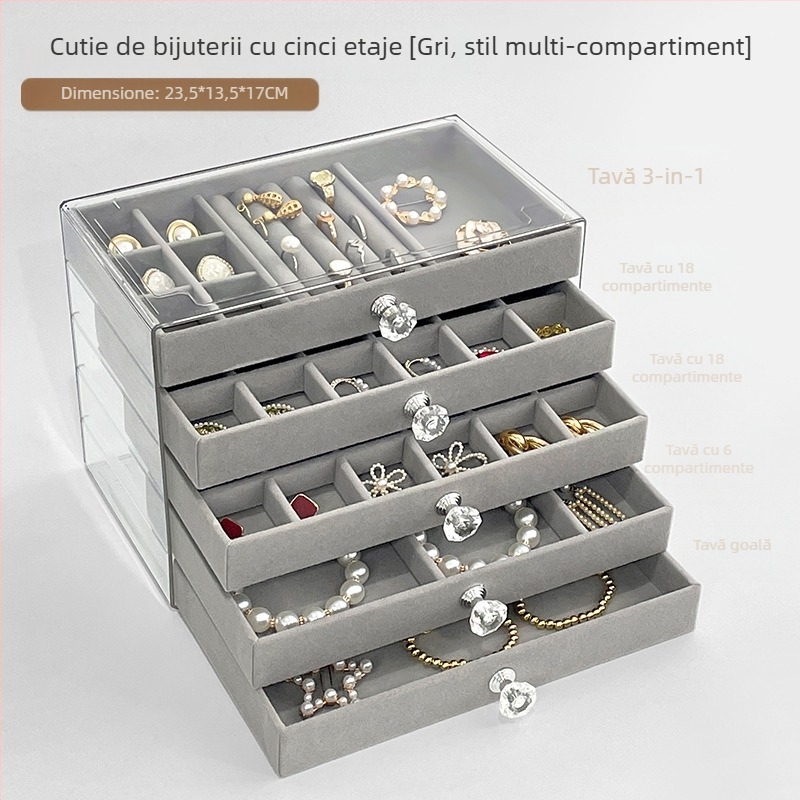 Cutie de depozitare pentru bijuterii cu sertar, multistrat, din plastic, origine Zhejiang