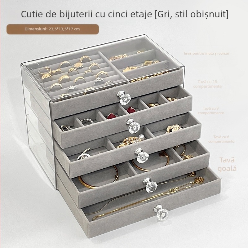 Cutie de depozitare pentru bijuterii cu sertar, multistrat, din plastic, origine Zhejiang