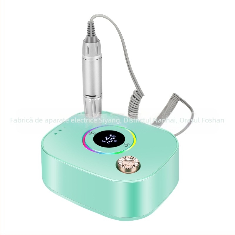 Polizor pentru unghii de birou, 45000 rpm, design compact, lumini LED colorate, compatibil cu mărcile private