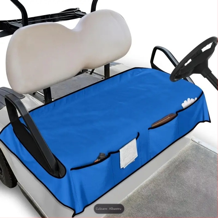 Husă pentru scaunul de pe golf cart cu 4 buzunare frontale, stil plat și sport, poliester, fără umplutură