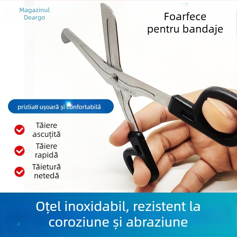 Foarfecă pentru tifon, din oțel inoxidabil, vârf curbat, pentru pansamente și tifon textile