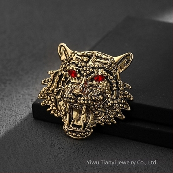 Broșă cu capul de tigru - aliaj de zinc, electroplacare, decorare unisex