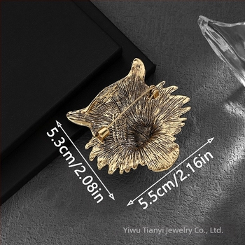 Broșă cu capul de tigru - aliaj de zinc, electroplacare, decorare unisex