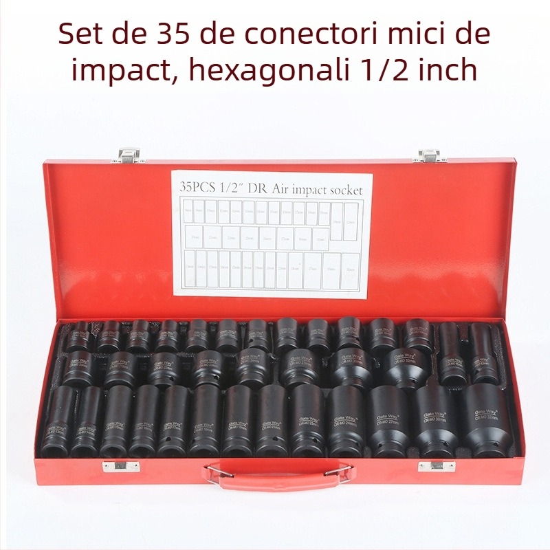 Set de capete hexagonale, 35 bucăți, oțel crom-vanadium, finisaj electroforetic