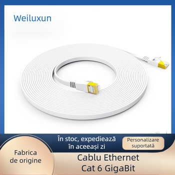 Cablu patch Cat6 cu conectori placate cu aur, cablu plat, cupru fără oxigen, Ethernet Gigabit