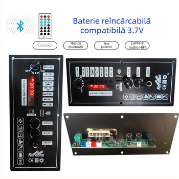 Placă amplificator Bluetooth pentru difuzor, model 3.7V-803, cu baterie litiu reîncărcabilă pentru proiect DIY auto
