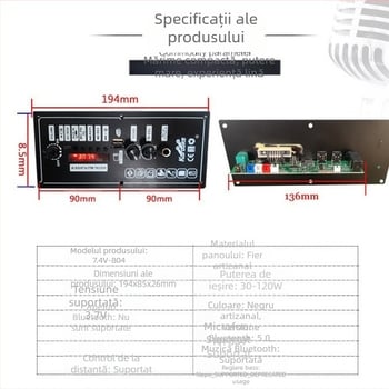 Placă amplificator Bluetooth pentru difuzor, model 3.7V-803, cu baterie litiu reîncărcabilă pentru proiect DIY auto