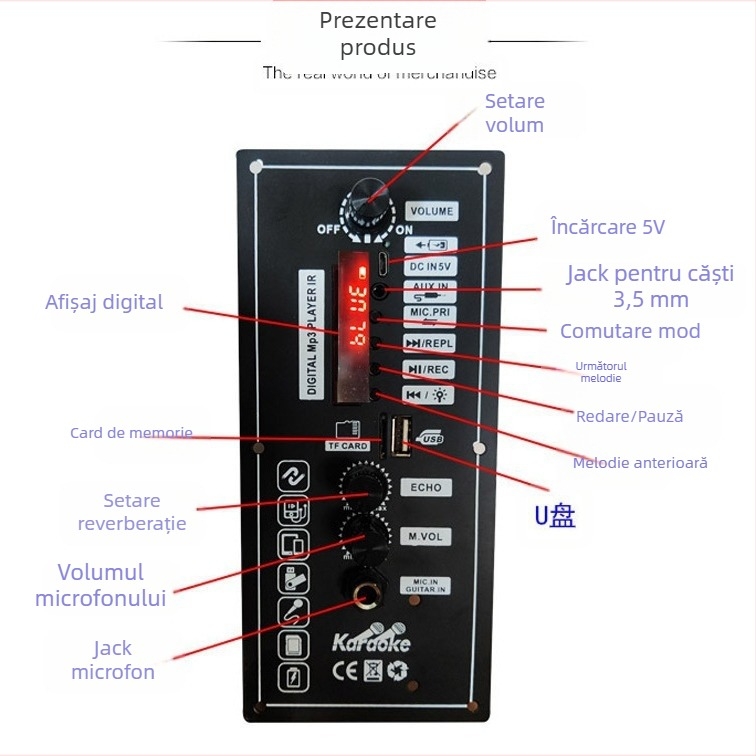 Placă amplificator Bluetooth pentru difuzor, model 3.7V-803, cu baterie litiu reîncărcabilă pentru proiect DIY auto