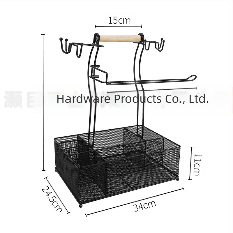 Raft de bucătărie pentru condimente cu suport pentru șervețele și depozitare pentru bețișoare, pliabil, rotativ, fără găuri, sârmă de fier