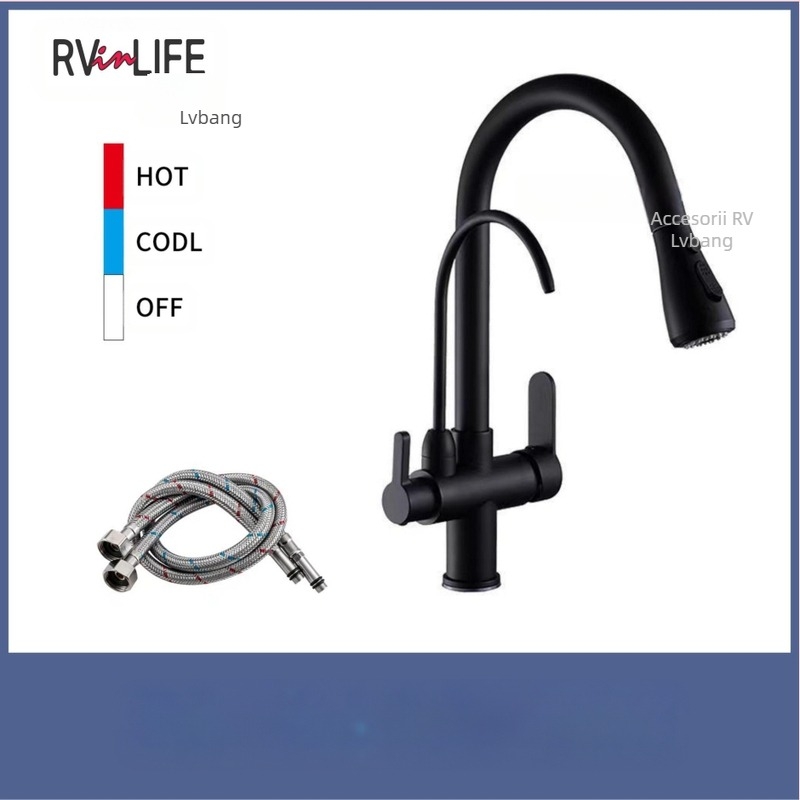 Robinet de apă caldă și rece - corp din oțel inoxidabil, miez de supapă din cupru, montaj pe suprafață, 90°C