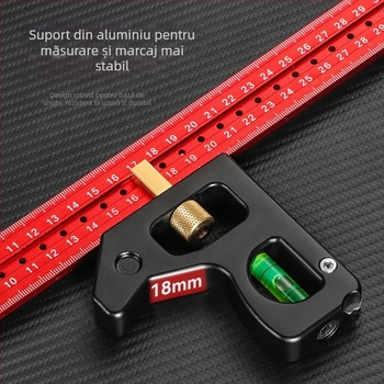 Riglă pătrat de combinație pentru tâmplărie – set de rigle cu unghi mobil, greutate 600 g