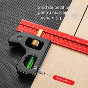 Riglă pătrat de combinație pentru tâmplărie – set de rigle cu unghi mobil, greutate 600 g